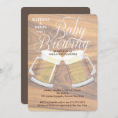 Baby Brewing Wood Rustic Beer Tasse Babydusche Einladung (Vorne/Hinten)