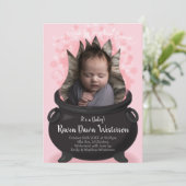 Baby bricht Hexengeburt Ankündigung Pink Girl (Stehend Vorderseite)