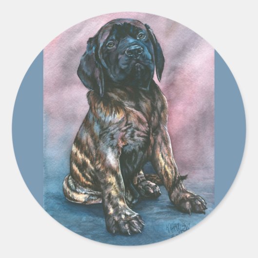 Baby Brindle Mastiff Runder Aufkleber (Vorderseite)