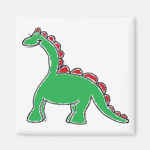Baby Brontosaurus Cartoon Dinosaur Gear Magnet
