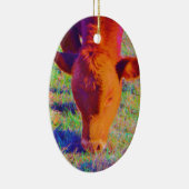 Baby Brown Cow Gesicht. RAINBOW GRASS Keramikornament (Rechts)