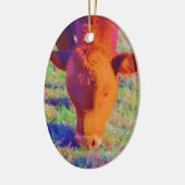 Baby Brown Cow Gesicht. RAINBOW GRASS Keramikornament (Links)