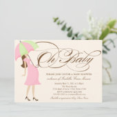 Baby| Brown Script Einladung (Stehend Vorderseite)