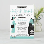 Baby & Bruch Baby Dusche Einladung, Aquamarin, Bla Einladung (Stehend Vorderseite)