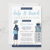 Baby & Bruch Baby Shower Invitation, blau, grau Einladung (Vorderseite)