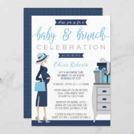 Baby & Bruch Baby Shower Invitation, blau, grau Einladung