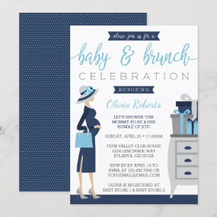 Baby & Bruch Baby Shower Invitation, blau, grau Einladung