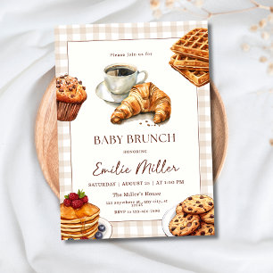 Baby Brunch Baby Shower Kaffee Croissant Frühstück Einladung