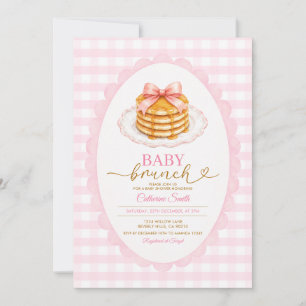 Baby Brunch Baby Shower rosa Schleifen Pfannkuchen Einladung