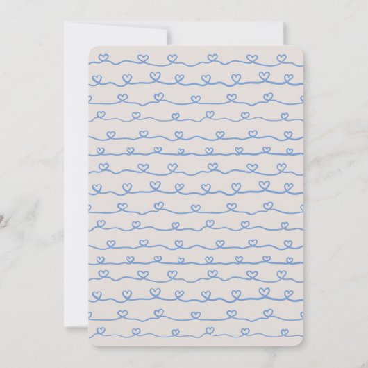 Baby Brunch Blue Hearts Rustic Baby Shower Einladung (Rückseite)