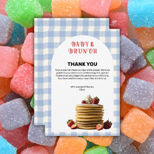 Baby & Brunch Blue Strawberry Pancakes Baby Dusche Dankeskarte