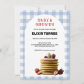 Baby & Brunch Blue Strawberry Pancakes Baby Dusche Einladung (Vorderseite)