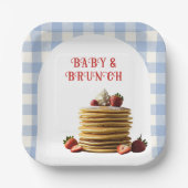Baby & Brunch Blue Strawberry Pancakes Baby Dusche Pappteller (Vorderseite)