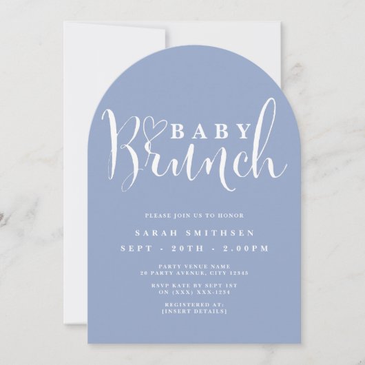 Baby Brunch Dusche - Boys Dusty Blue Einladung (Vorderseite)