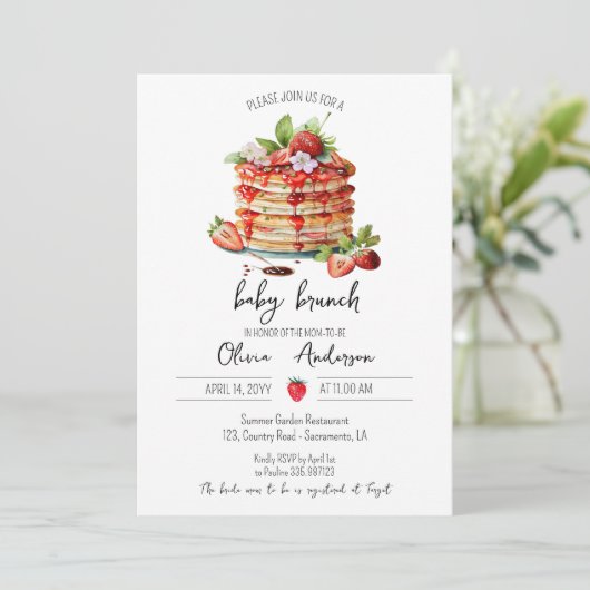 Baby Brunch Duschkuchen Einladung (Stehend Vorderseite)