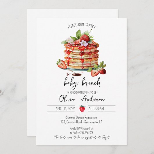 Baby Brunch Duschkuchen Einladung (Vorne/Hinten)