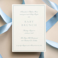 Baby Brunch Elegant Formal Calligraphy Blue