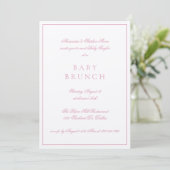 Baby Brunch Elegant Formal Calligraphy Pink Einladung (Stehend Vorderseite)