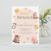 Baby Brunch Farm Animals Babydusche Einladung (Stehend Vorderseite)
