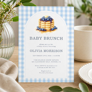 Baby Brunch Gingham Blau Baby Shower Einladung