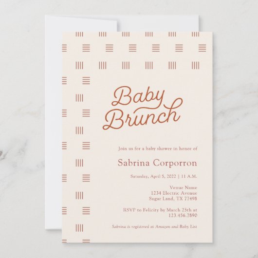 Baby Brunch | Minimalistisch Boho Einladung (Vorderseite)