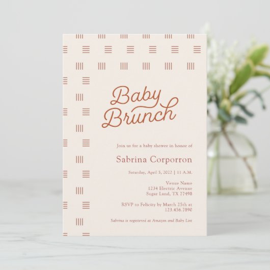 Baby Brunch | Minimalistisch Boho Einladung (Stehend Vorderseite)