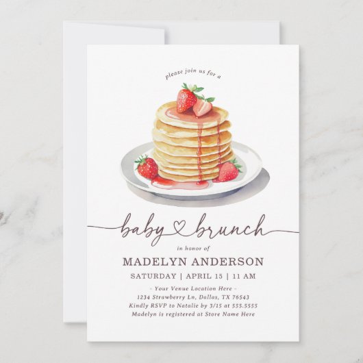 Baby Brunch Pancake Baby Dusche Einladung (Vorderseite)