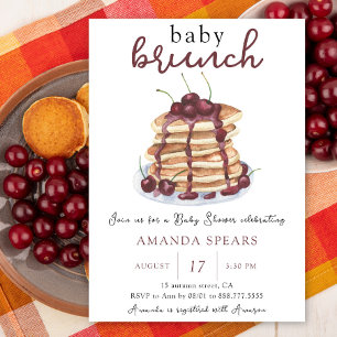 Baby Brunch Pancakes Sweet Cherry Baby Dusche Einladung