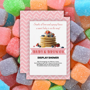 Baby & Brunch Rosa Erdbeere Pancakes Baby Dusche Begleitkarte