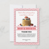 Baby & Brunch Rosa Erdbeere Pancakes Baby Dusche Dankeskarte (Vorderseite)