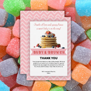 Baby & Brunch Rosa Erdbeere Pancakes Baby Dusche Dankeskarte