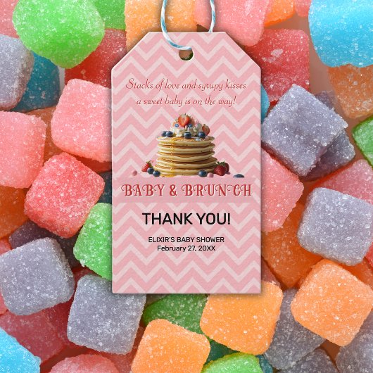 Baby & Brunch Rosa Erdbeere Pancakes Baby Dusche Geschenkanhänger