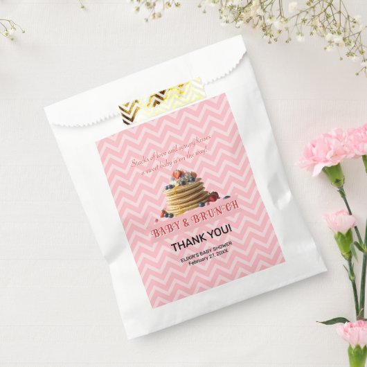 Baby & Brunch Rosa Erdbeere Pancakes Baby Dusche Geschenktütchen (Versiegelt)