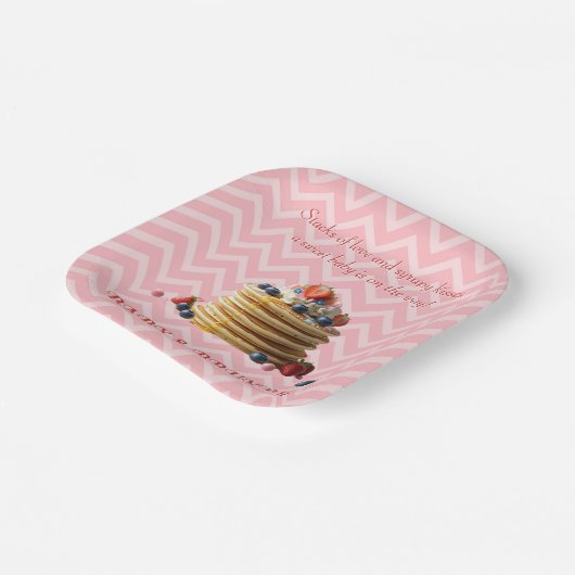 Baby & Brunch Rosa Erdbeere Pancakes Baby Dusche Pappteller (Gewinkelt)