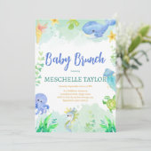 Baby Brunch unter der Blue Green Baby Dusche Einladung (Stehend Vorderseite)