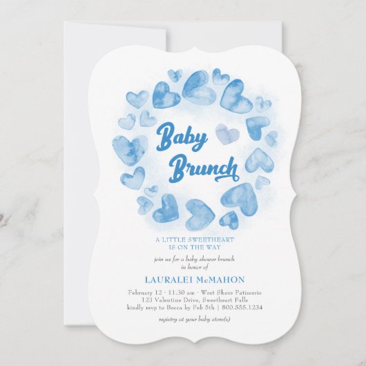 Baby Brunch Valentines Heart Boy Baby Dusche Einladung (Vorderseite)