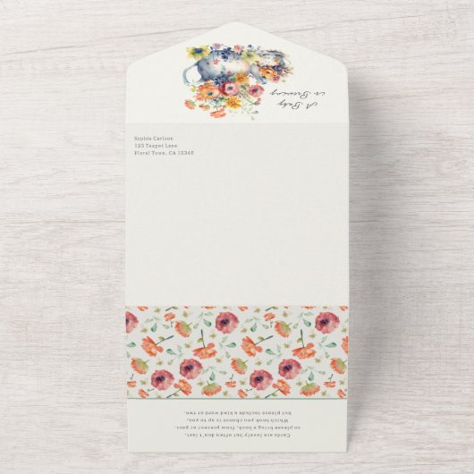 Baby brütet Blumentee Babydusche All In One Einladung (Außenbereich)