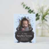 Baby brütet Geburtshinweis Hexenjunge Blue Postkarte (Stehend Vorderseite)