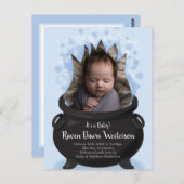 Baby brütet Geburtshinweis Hexenjunge Blue Postkarte (Vorne/Hinten)