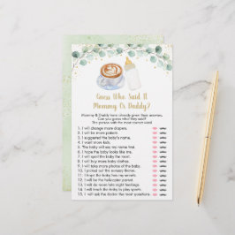 Baby brütet Kaffee Ratgeber, der sagte, es spiele