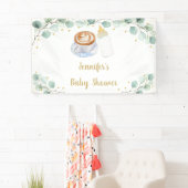 Baby brütet Kaffeegeniefer Babydusche Banner (Insitu)