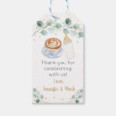 Baby brütet Kaffeegeniefer Babydusche Geschenkanhänger (Vorderseite)