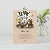 Baby brütet rustikales Tee Kettle Peach Vielen Dan Einladung (Stehend Vorderseite)
