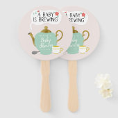 Baby brütet Whimsical Tea Party Babydusche Fächer (Vorne und Hinten)