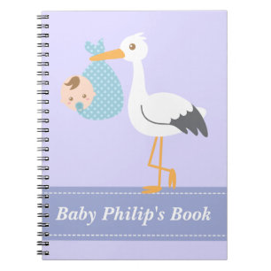 Baby-Buch für Jungen - Storch liefert Babyjungen Notizblock