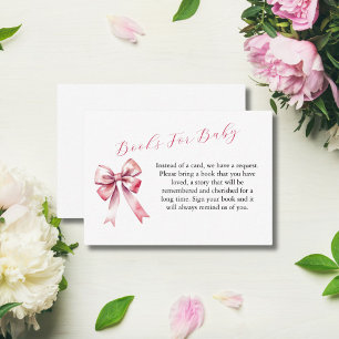 Baby-Buch mit rosa Schleife für Baby Shower Karte