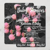 BABY BUD FOTO BABY MÄDCHEN EINLADUNG (Vorne/Hinten)