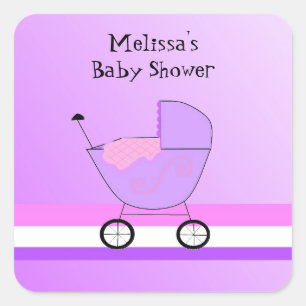 Baby-Buggy-Baby-Shower-Aufkleber Quadratischer Aufkleber