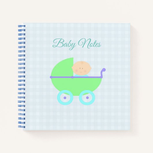 Baby-Buggy für Gingham-Notebook Notizblock (Vorderseite)