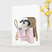 Baby-Buggy Shih Tzu Karte (Gelbe Blume)